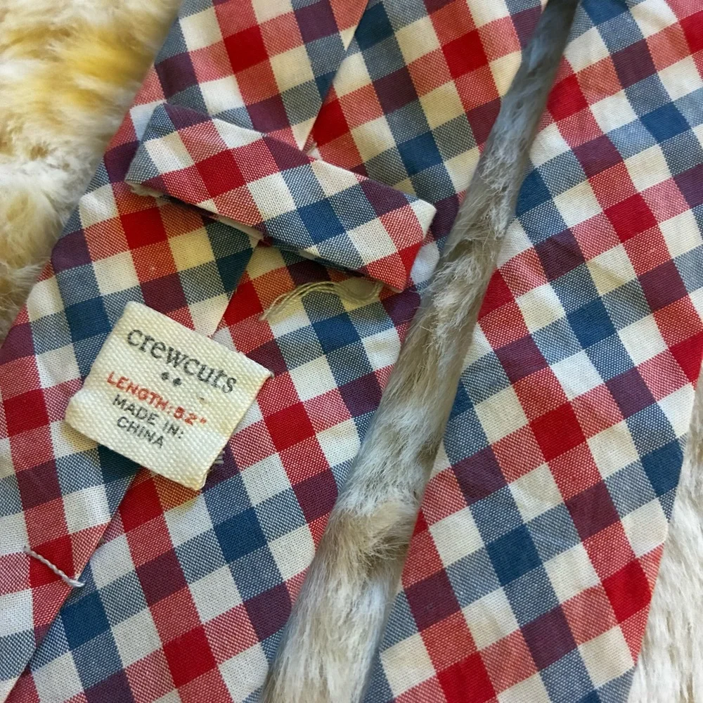 Bundle (2) Crewcuts NWT red football necktie 52” & red & blue necktie cotton